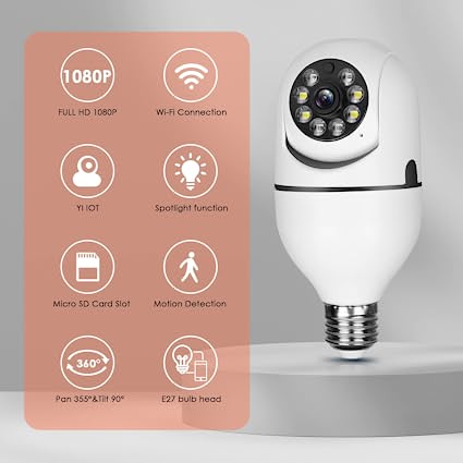 PTZ E27 Bulb Wireless Security Camera